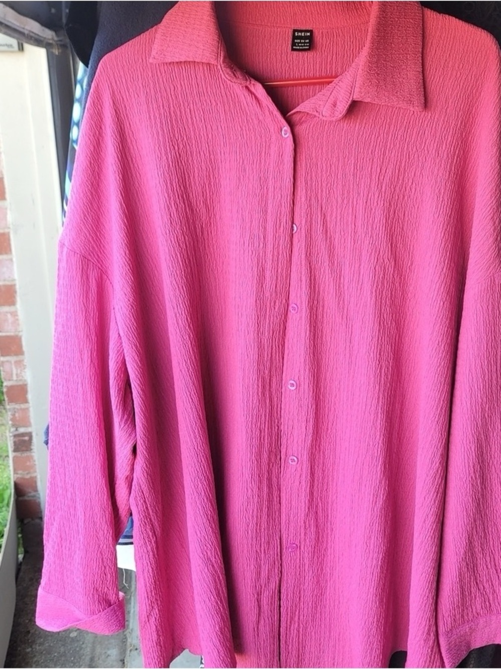 SHEIN Men's Lightweight Button-Up Shirt Jacket in Hot Pink